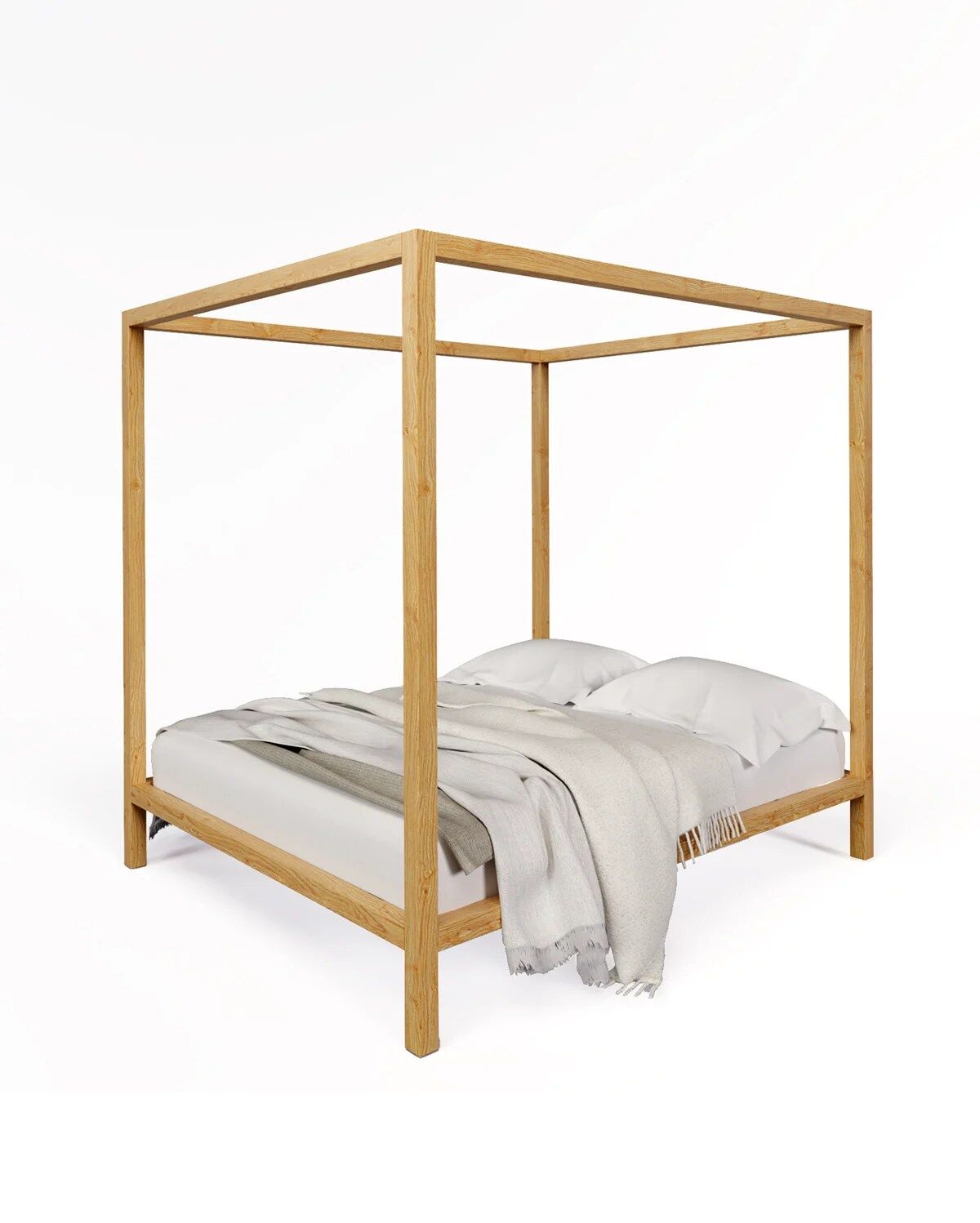 Eco-friendly wooden Canopy Bed. Handmade sustainable furniture by Boa Safra.