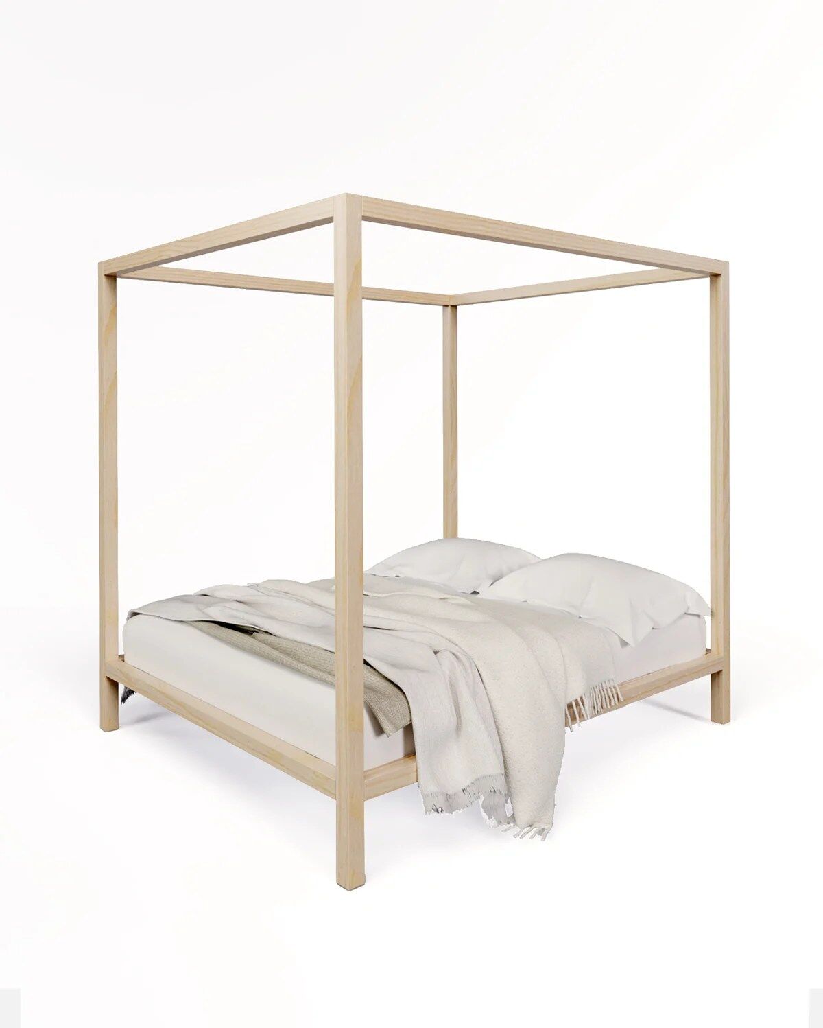 Eco-friendly wooden Canopy Bed. Handmade sustainable furniture by Boa Safra.